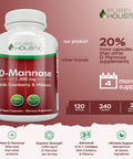 Purely Holistic D Mannose 1300Mg, 3-In-1 Formula D-Mannose Capsules With Cranberry & Hibiscus, 240 Fast Acting Vegan Capsules, Natural Urinary Tract & Bladder Health Support, High Strength, For Men & Women