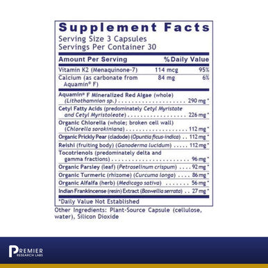 Premier Research Labs Bone Health - Healthy Bones Supplement - With Vitamin K2, Chlorella & Calcium - Mineral Supplement - Vegan