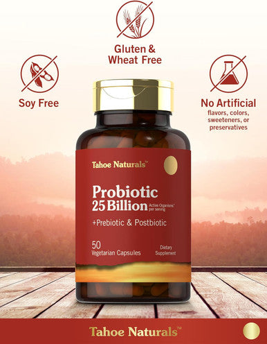 Carlyle Prebiotic Probiotic & Postbiotic | 25 Billion CFU | 50 Powder Pills | Men and Women's Digestive Health | Vegetarian and Non-GMO Supplement