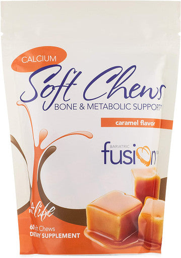 Bariatric Fusion Calcium Citrate 500mg and Energy Soft Chew Bariatric Vitamin Caramel Flavor 60 Count