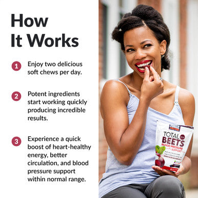 Force Factor Total Beets Pressure Support Supplement, Beets Supplements with Beets Powder, Great-Tasting Beets Chewables for Heart-Healthy Energy, and Increased Nitric Oxide,, 120 Chews, 2-Pack