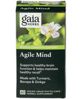 Gaia Herbs Agile Mind - Brain & Cognitive Support Herbal Supplements - with Organic Turmeric Root, Bacopa, Black , and Ginkgo Biloba - 60 Vegan Liquid Phyto-Capsules (30-Day Supply)