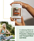 #1 Green Superfood with 1000 mg Mushrooms | 100% USDA Organic Non-GMO Vegan Supplement | 20+ Whole Foods (Spirulina, Wheat Grass, Barley) (Focus, 30 Servings) (Reishi + Shaker Bottle)