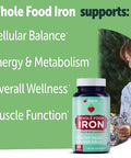 Yuve Whole Food Chelated Iron 18 Mg Supplement - Formulated For Maximum Absorbption - Supports Healthy Heart & Blood Cells - Boosts Energy & Cognitive Functions - Vegan, Non-Gmo, Gluten-Free - 60 Caps