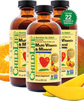 CHILDLIFE ESSENTIALS Multi Vitamin & Mineral, Natural Orange/Mango Flavor - Gluten Free, Alcohol Free, Casein Free, Non-GMO - 8 fl. oz (Pack of 3)