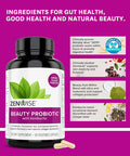 Zenwise Probiotics Beauty from Within Vegan Natural Collagen Support Hyaluronic Acid Fine Line and Wrinkle Repair Digestive Health for Women 60 Capsules