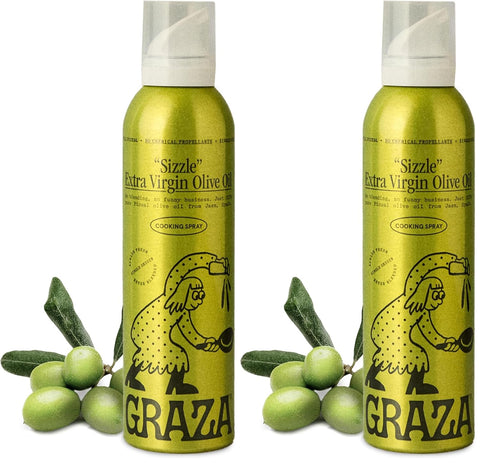 Graza Sizzle Extra Virgin Olive Oil Spray, Cooking Oil - High Polyphenol Peak Harvest EVOO Cooking Oil in a Spray Bottle - Single Origin Olive Oils from Spain - 5 Fl Oz