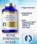 Bone Strength Algae Supplement | 250 Vegan Caplets | Plant-Based Calcium with Vitamin K2, D3, Magnesium | Non-GMO, & Gluten Free | by Carlyle