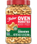 Fisher Oven Roasted Never Fried Deluxe Mixed Nuts 24 Ounces (Pack of 1) Almonds Cashews Pecans Pistachios Healthy Snacks for Adults Made With Sea Salt No Added Oil Trail Mix Gluten