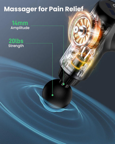 Ayura Massage Gun Deep Tissue, Percussion Muscle Massage Gun With 9 Heads 30-Speed Levels, Portable Handheld Massager Gun For Back Whole Body, Gifts For Athletes Men Women (Black)