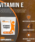 BulkSupplements Vitamin E Powder - D-Alpha Tocopheryl, Antioxidants Supplement, - 500mg with 280mg (400IU) of Vitamin E , 200 Servings (100 Grams 3.5 oz)