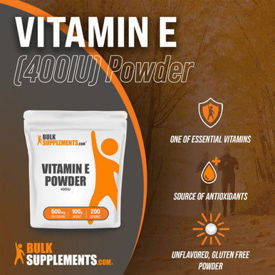 BulkSupplements Vitamin E Powder - D-Alpha Tocopheryl, Antioxidants Supplement, - 500mg with 280mg (400IU) of Vitamin E , 200 Servings (100 Grams 3.5 oz)
