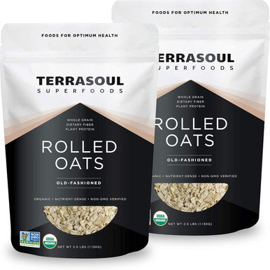 Terrasoul Superfoods Organic Rolled Oats 5 lbs - Gluten- | Old-Fashioned | Whole Grain