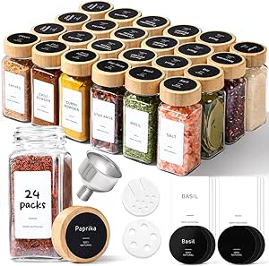 Lifewit Under Cabinet Spice Rack, Seasoning Organizer with 7 Spice Jars | Under Shelf Spice Organizer with Silicone Funnel & Lables, Space Saving Seasoning Storage Solution for Kitchen, Cabinet, Grey