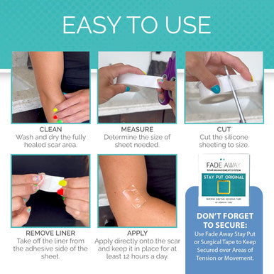 Fade Away Scars - The Original Silicone Scar Sheeting Roll- Custom Size Medical Grade- Effective Silicone Scar Sheets, Strips And Patches For Scars, Surgical Scar Tape, Scar Away Silicone Scar Sheets.