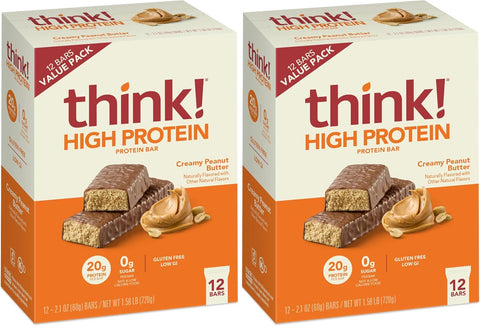 think! Protein Bars, High Protein Snacks, Gluten Free, Kosher Friendly,Variety Pack, Nutrition Bars, 2.1 Oz per Bar, 12 Count (Packaging May Vary)
