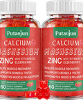 High Absorption Calcium Magnesium Zinc Gummies, Sugar Calcium Magnesium Zinc Supplement With D3 Bone & Teeth Strength Muscle & Nerve Function Vegan Raspberry Flavor 2 Pack