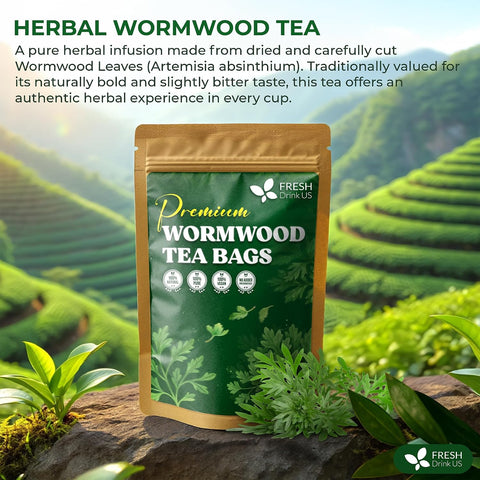 FreshDrinkUS, Premium 50 Mulberry Leaf Tea Bags, 100% Natural & Pure from Mulberry Leaves. Herbal Tea. Made with Natural Material Tea Bags. No Sugar, No Caffeine, No Gluten, Vegan.