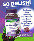 Sambucus Black Elderberry Gummies | 50 Count | with Vitamin C and Zinc | Natural Berry Flavor | Vegan, Non-GMO, Gluten | Extract Gummies for Adults | by Nature's Truth