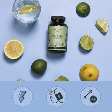 Magnesium + Potassium Vegavero | High Strength Citrate Forms | 180 Vegan Capsules | Electrolytes for Hydration & Recovery