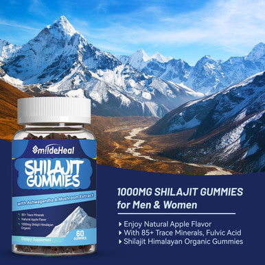 Shilajit Gummies 1000 Mg, Organic Shilajit Supplement, 85+ Trace Minerals, With Ashwagandha, Mushroom - Energy, Brain, Immunity Support, For Men & Women - 120 Count