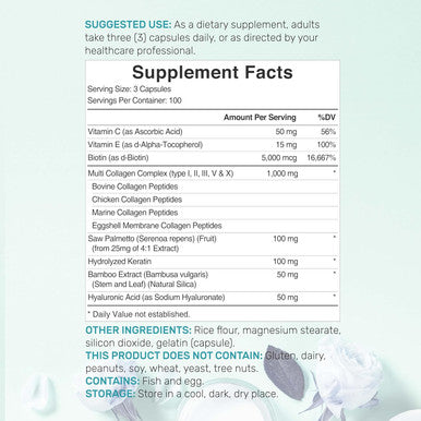 Deal Supplement Multi-Collagen Pills for Women with Vitamin C E & Biotin 300 Capsules 11 in 1 Formula with Saw Palmetto Bamboo Silica & Hyaluronic Acid Hair Skin Nail & Joint Health