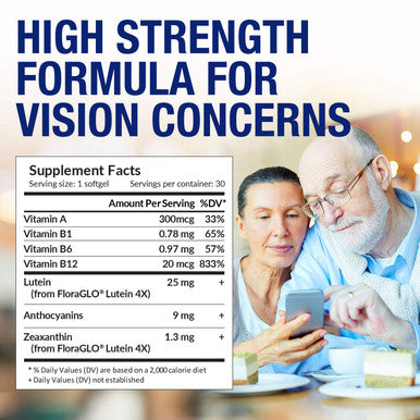 AFC Japan Ultimate Vision - 125mg FloraGLO Lutein Extract, Extract & Bilberry Extract for Age-Related Vision Concerns.