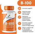 Aitnaturals Vitamin B-100 (100 Capsules) | Enriched B complex (B1 B2 B3 B5 B6 B7 B9 & B12) for Energy Production Mood & vitality Immune support Healthy Hair Skin Nails & Cognitive function