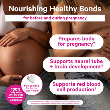 Pink Stork Total Prenatal Vitamins with DHA Folate Iron Choline and Vitamin B12 - Prenatals for Women to Support Fetal Development Pregnancy Must Haves - Mint Essence 60 Capsules 1 Month Supply