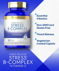 Carlyle Stress B-Complex Vitamin 180 Vegetarian Caplets With Vitamin C Non-Gmo & Gluten Supplement