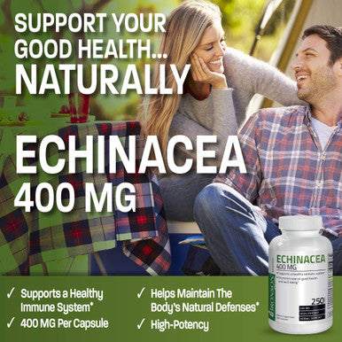 Bronson Echinacea 400mg Herbal Support - Supports Healthy Well Being & Immune System, 250 Capsules