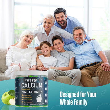 Calcium Magnesium Zinc Gummies 600Mg With Vitamin D3 K2, 120 Gummies Plant Based Sugar-Calcium Gummies High Absorption Complex Calcium Supplement 70+ Trace Minerals For Bone Strength, Vegan