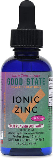 Cold Plasma-Activated Liquid Ionic Zinc Ultra Concentrate By Good State For Immune Support No-Gmo Pure Dietary Supplement Vegan And Children Safe 2 Fl Oz 118 Servings
