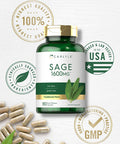 Carlyle Sage Supplement 1600mg | 180 Capsules | High Potency | Non-GMO, Gluten Free