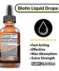 MAX Absorption Biotin Liquid Drops 10000mcg of Biotin Per Serving 60 Serving No Artificial Preservatives, Vegan Friendly Supports Healthy Hair Growth Strong Nails and Glowing Skin Made in USA 30 Ml