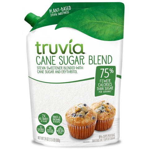 Truvia Cane Sugar Blend Natural Stevia Sweetener and Cane Sugar 24 oz (Pack of 4)