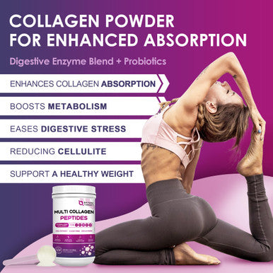 Nature Target Multi Collagen Peptides Powder - Type I, Ii, Iii, V, X - Hydrolyzed Collagen Peptides With Vitamin C Hyaluronic Aci