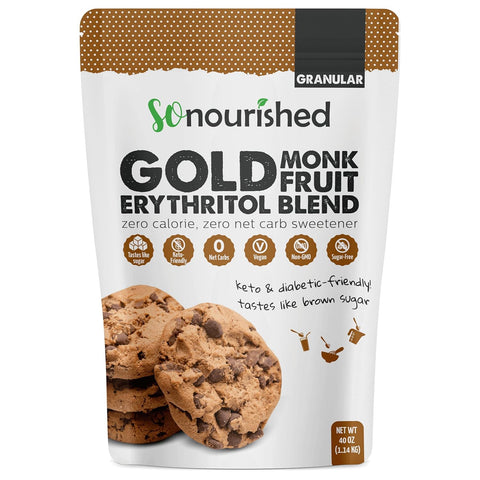 So Nourished Monk Fruit Sweetener with Erythritol Granular - 1:1 Sugar Substitute, Keto - 0 Calorie, 0 Net Carb, Non-GMO 2.5 Pounds