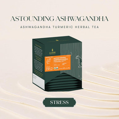 Luxmi Estates - Astounding Ashwagandha - Organic Ashwagandha Tea - 90 Tea Bags (15ct x 6 pack) | With Ashwagandha Turmeric Ginger Lemongrass & More | Perfect Stress Relief Tea - Calming and Relaxing