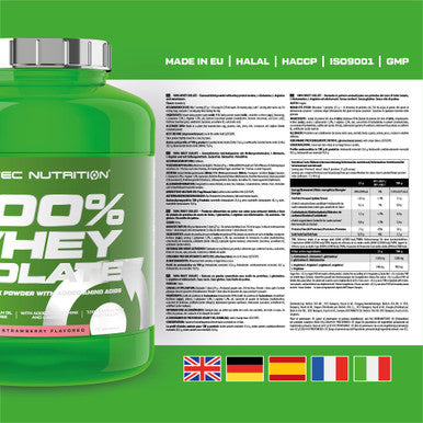 Scitec Nutrition 100% Whey Isolate Pure Protein Power with BCAAs Glutamine & Arginine Sugar & Gluten Free Formula, 1816 g, Strawberry