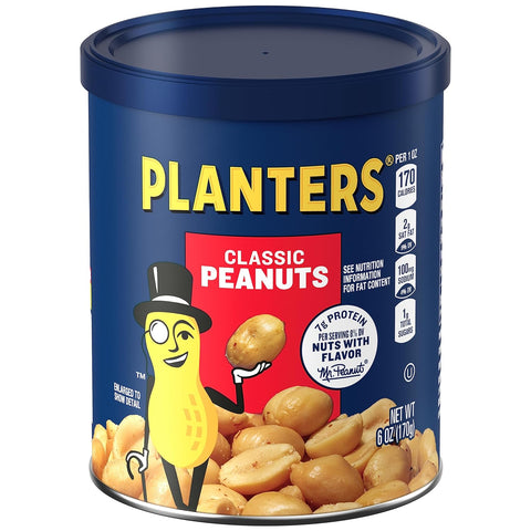 PLANTERS Sea Salt & Vinegar Peanuts (8 ct Pack, 6 oz Canisters)