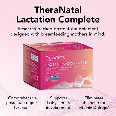 Theralogix TheraNatal Lactation Complete Postnatal Vitamin Supplement - 13-Week Supply - Breastfeeding Supplement for Women - NSF - 182 Tablets & 91 Softgels