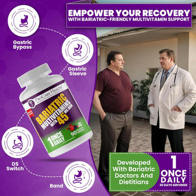 Procare Health Bariatric Multivitamin With Iron 45Mg Chewable (90 Tablets) - Fruit Punch Flavor Bariatric Multivitamin Chewable Pills For Gastric Bypass & Sleeve Gastrectomy Patients (03 Month Supply)