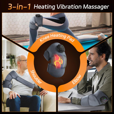 Eniosvar Knee Massager With Heat And Vibration Cordless Heating Pad For Knee 3-In-1 Massager For Knee Shoulder Elbow Portable Washable Heated Knee Brace For Arthritis With 2 Extension Straps