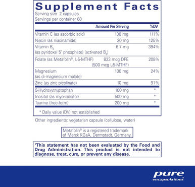 Pure Encapsulations Seroplus Hypoallergenic Serotonin Support To Support Moderate Occasional Stress 120 Capsules