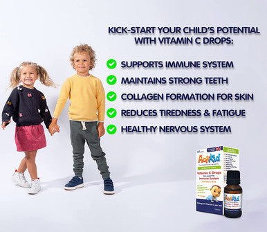 ActiKid Vitamin C Drops 100mg per 1ml - 15ml for Infants and Children | Vegan | Sugar Free | Preservative Free | No Allergens | Baby | Vitamin C Supplement | Immune Support