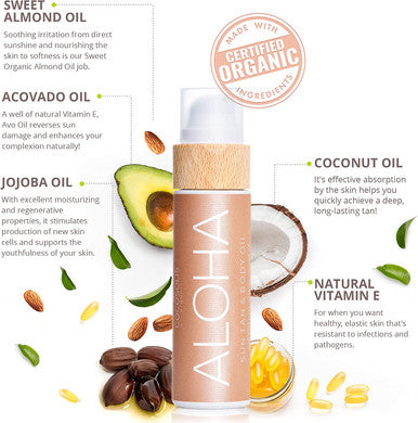 COCOSOLIS Aloha Tan Accelerator- Tanning Lotion with Vitamin E, Bio Oil Body Lotion for Natural Tan (110 ml)