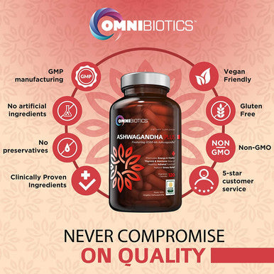 Ashwagandha Organic Capsules Clinical Strength 1300 mg with KSM-66 Ashwagandha Extract - 120 Vegan Capsules - Natural Stress Relief Supplement