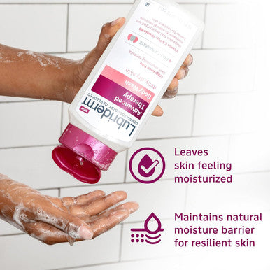 Lubriderm Advanced Therapy Body Wash, Unscented Nourishing Cleanser With Pro-Ceramide, Vitamin E & Pro-Vitamin B5 Gently Cleanses Itchy, Dry Skin, Fragrance , Hypoallergenic, 16 Fl. Oz