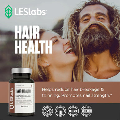 Les Labs Hair Health Hair Growth & Nails Supplement Improved Thickness Strength & Fullness Keratin Biotin Pumpkin Seed & MSM 60 Capsules